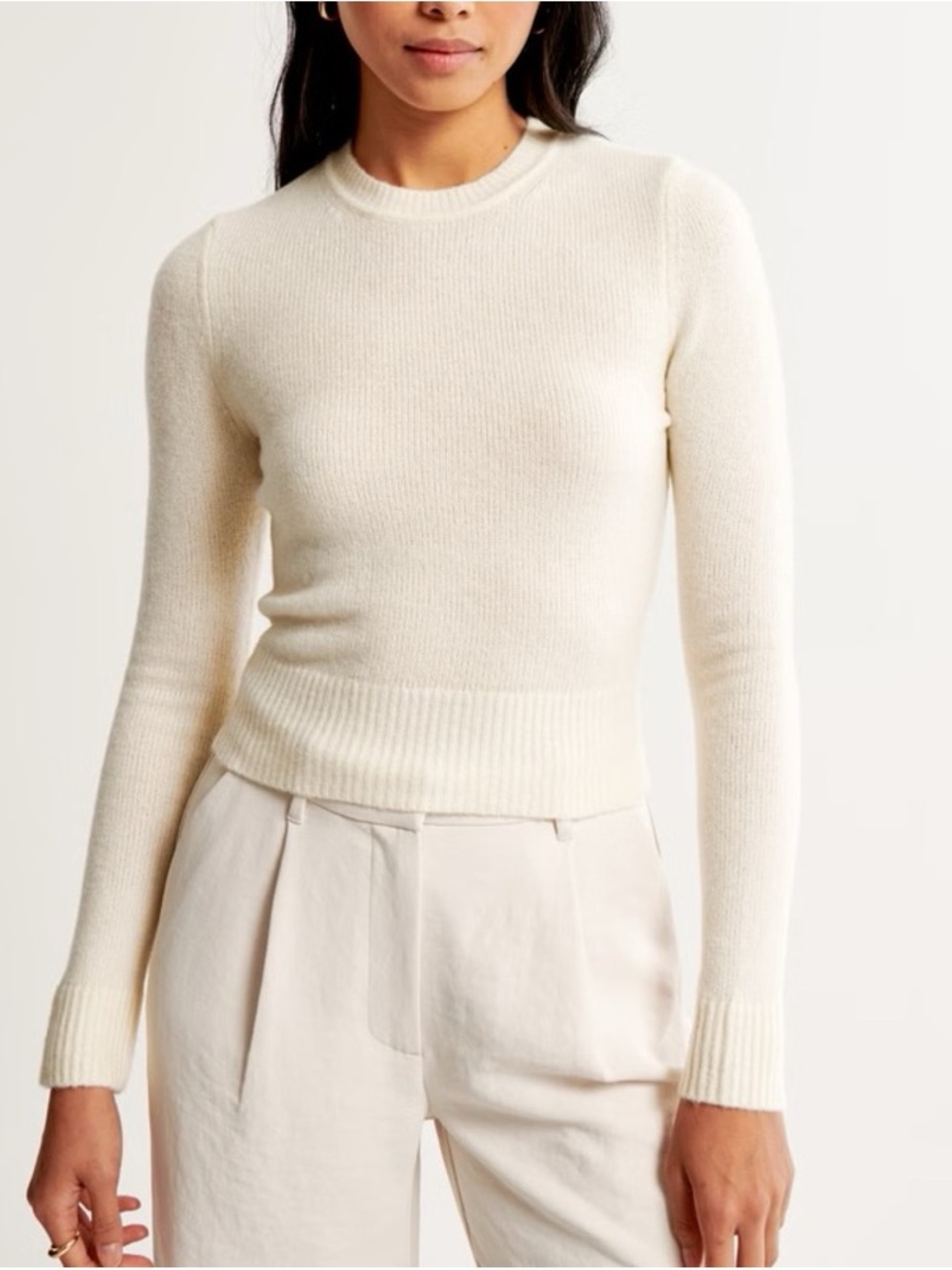 NWT Abercrombie Slim Crew Sweater - Cream